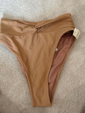 aerie High Cut Bikini Bottoms in Camel Tan